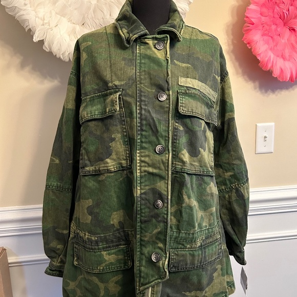 Free People Camouflage  Seize the Day Military Jacket Size S NWT - Picture 1 of 4